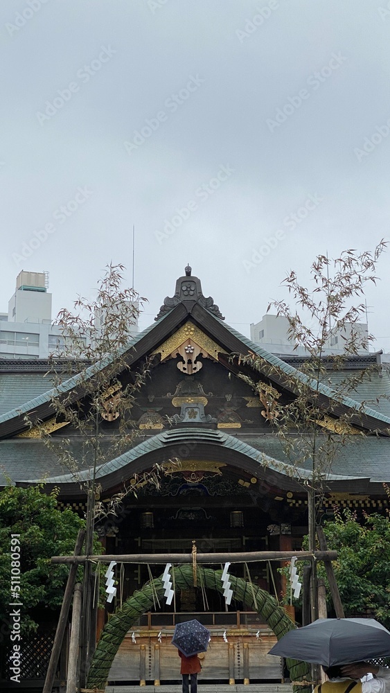 People paying visit on the month of purification ceremony at the shrine of Japan “Yushima Tenjin”, historic landmark established way back in 458, photo taken 2022/6/15, Tokyo Japan
