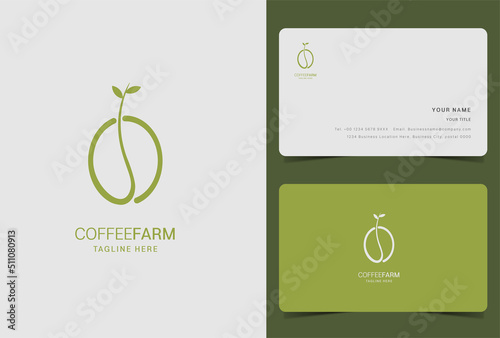 Coffee farm logo with business card template