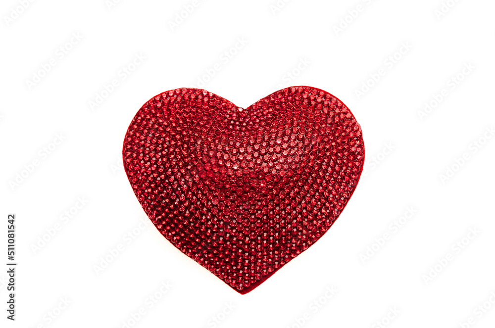 Marriage anniversary, Love symbol. Heart red color jewel isolated on white.