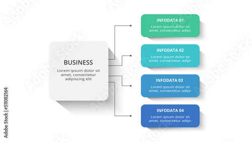 Rectangles infographic with 4 steps, options, parts or processes. Business data visualization.
