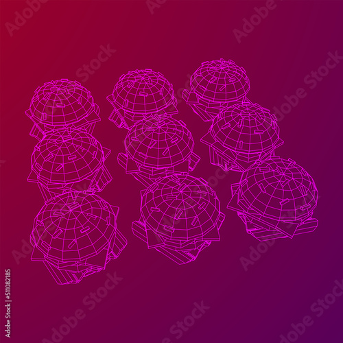 Hamburger or cheeseburger wireframe low poly mesh