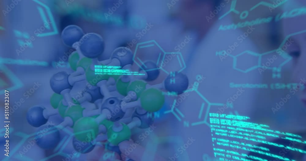 Animation of data processing and chemical formula over diverse schoolchildren and teacher Animation of data processing and chemical formula over diverse schoolchildren and teacher