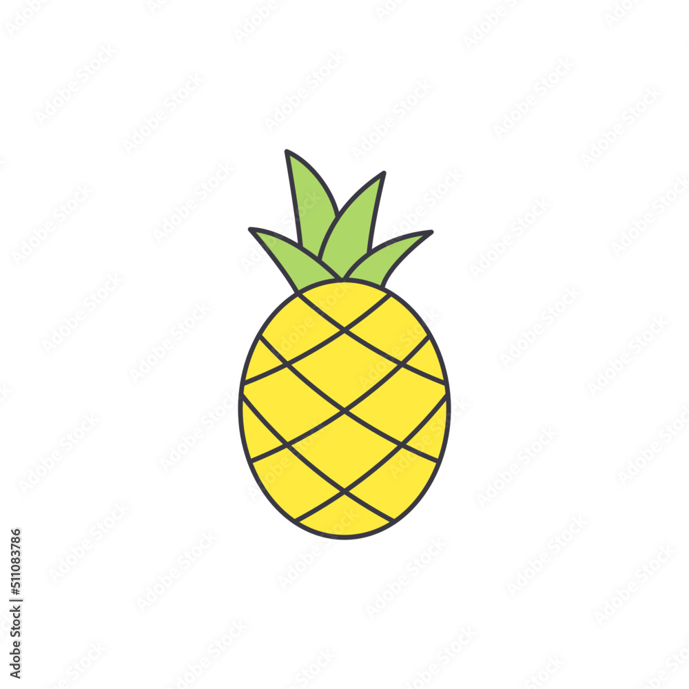 pineapple icon in color, isolated on white background 
