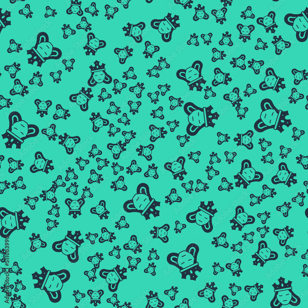 Black Princess or queen wearing her crown icon isolated seamless pattern on green background. Medieval lady. Vector Black Princess or queen wearing her crown icon isolated seamless pattern on green background. Medieval lady. Vector