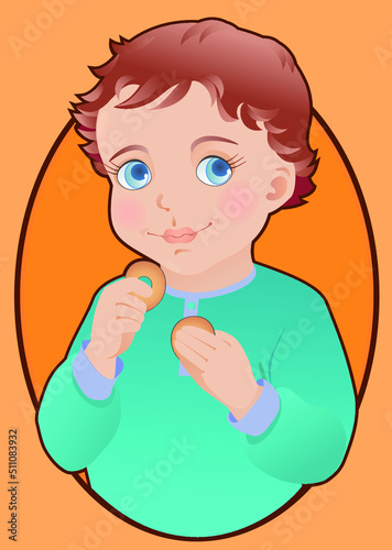 Little kid with bagels