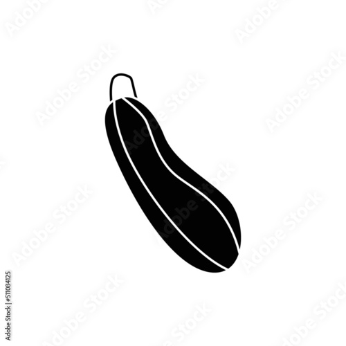 Zucchini icon in black flat glyph, filled style isolated on white background