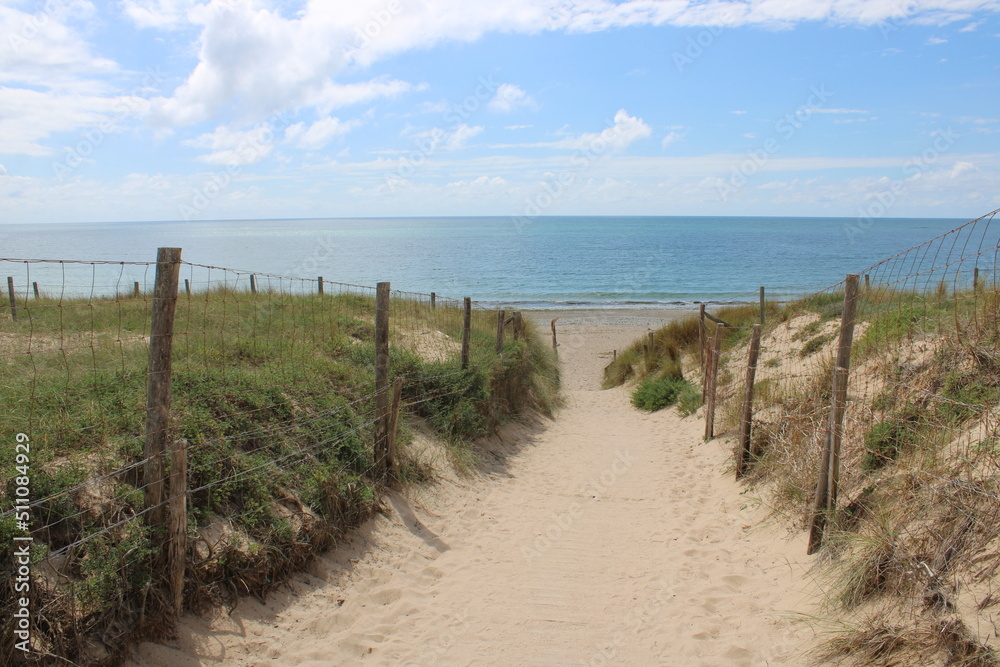 Dune de sable à l'océan sur l'île d'Oléron, littoral nature et sauvage de l'océan atlantique