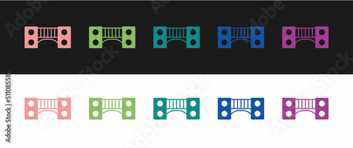 Set Playground kids bridge icon isolated on black and white background. Vector