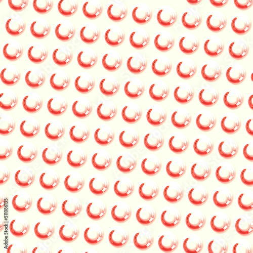 Bubbles  seamless pattern with red and white hearts