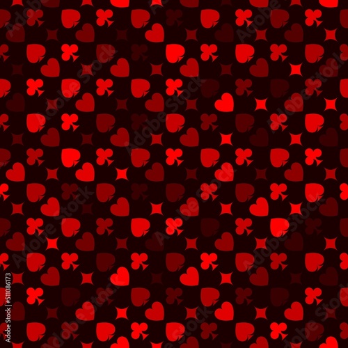 Vector playing cards suits seamless patterns. Backgrounds card suits