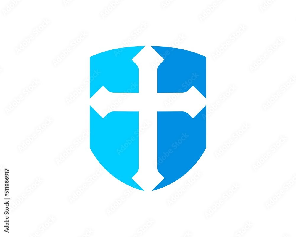 Obraz premium Simple shield with religion cross inside
