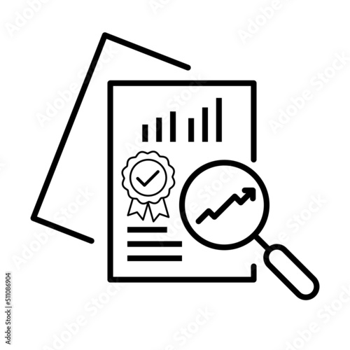 Document like auditing. concept of auditor, fax, seo, scrutiny, annual verification, evaluation, info, growth icon