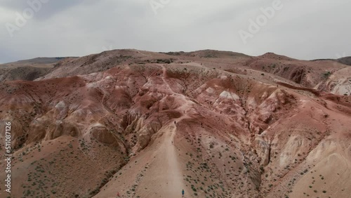 Wallpaper Mural Red mountains landscape in Kyzyl-Chin valley also called as Mars valley in Altai, Siberia, Russia. Beautiful summer nature landscape at during daytime. Aerial view from a drone Torontodigital.ca