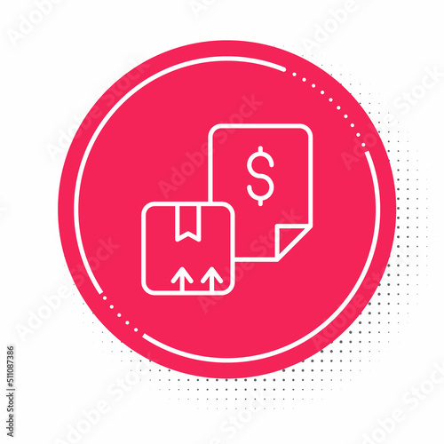 White line Waybill icon isolated on white background. Red circle button. Vector