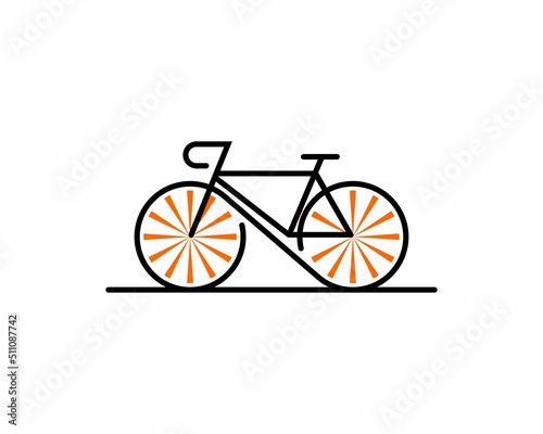 Bicycle with ray of orange on the wheel illustration logo