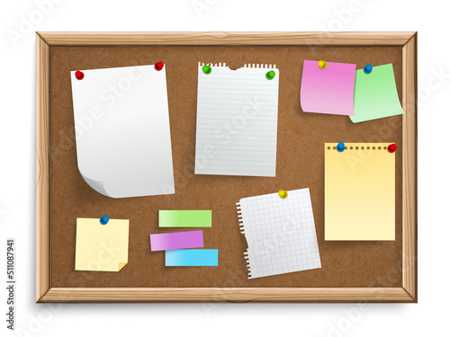 Cork Board With Pinned Sheets