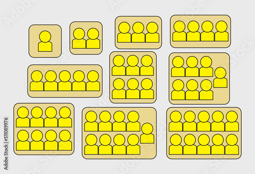 People icon Yellow one to ten set in trendy flat style. Persons symbol infographics website design, logo, app,isolated