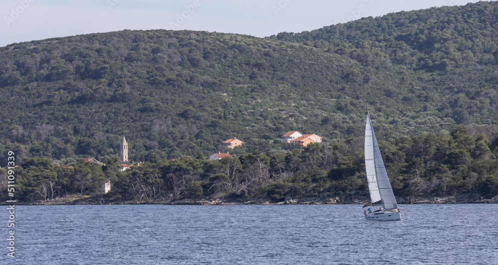 sailboat in the mediterranean sea at the coast of Dugi Otok, Croatia