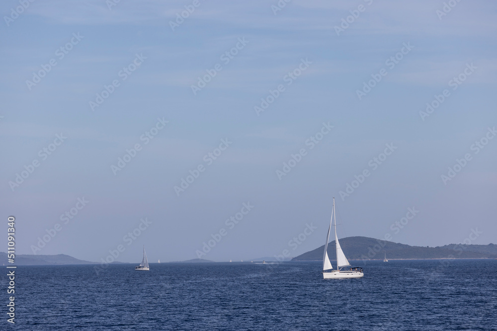 sailboat in the mediterranean sea at the coast of Dugi Otok, Croatia