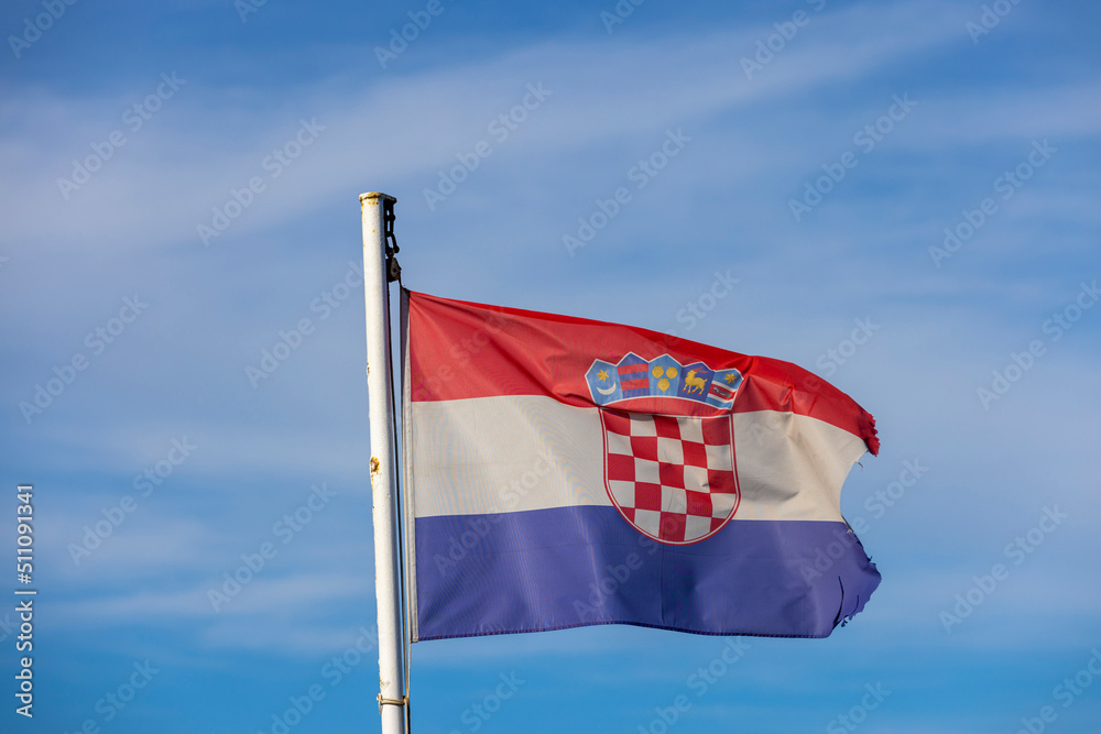 croatian flag blowing in the wind