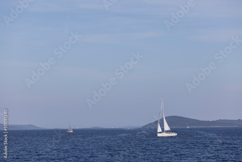 sailboat in the mediterranean sea at the coast of Dugi Otok, Croatia © Lunghammer
