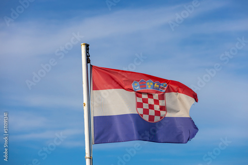 Obraz na płótnie croatian flag blowing in the wind w salonie