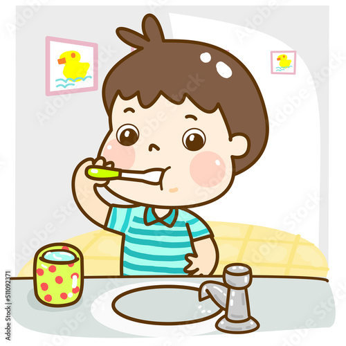 Cartoon kids brush your teeth.