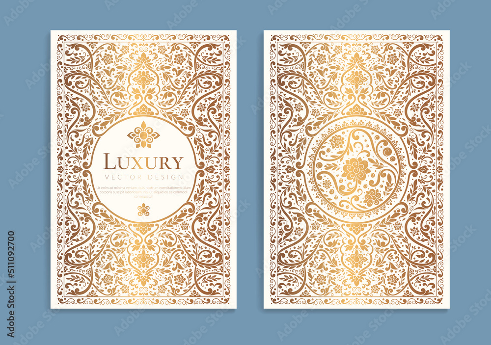 Luxury invitation card design with vector ornament pattern. Vintage template. Can be used for background and wallpaper. Elegant and classic vector elements great for decoration. - obrazy, fototapety, plakaty 