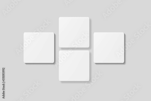 Blank square business card for mockup. 3D Render. 