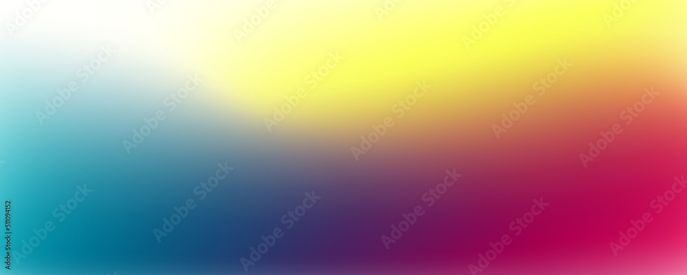 Abstract blurred white yellow red blue gradient background. Vector illustration.