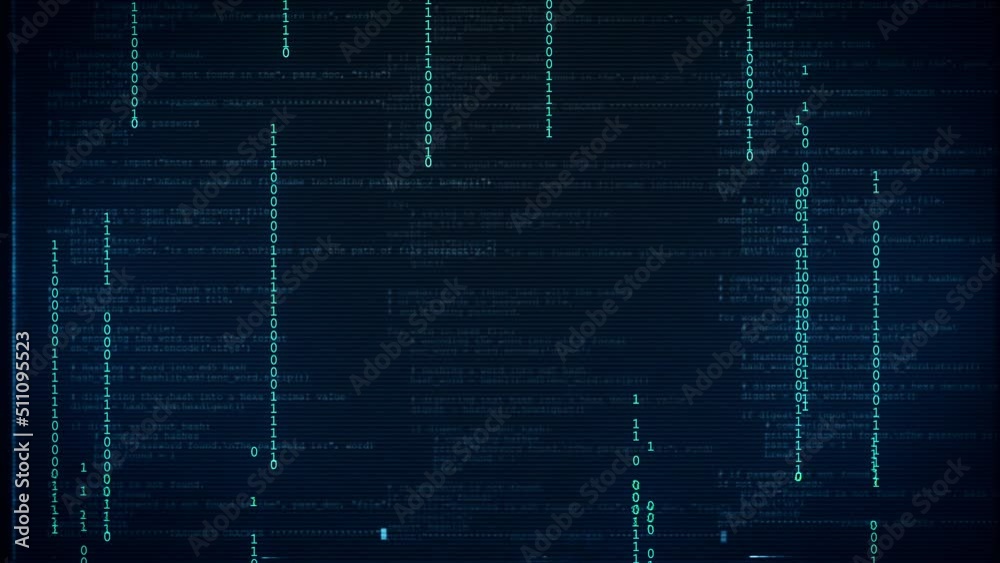 Computer hacking tech background with hacker program and binay code