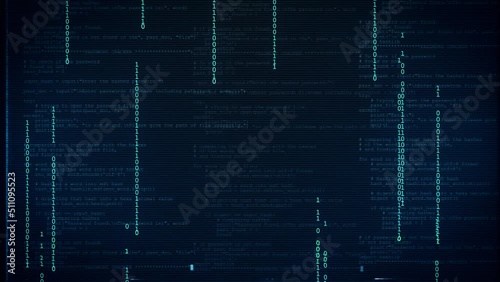 Computer hacking tech background with hacker program and binay code