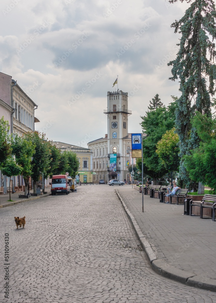 Streets of the old town of Kolomia, Ukraine