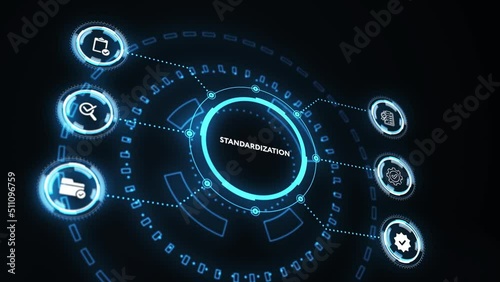 ISO Standard certification standardization quality control concept on screen. photo
