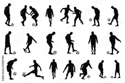Set of football, soccer players, Football, soccer, players silhouette