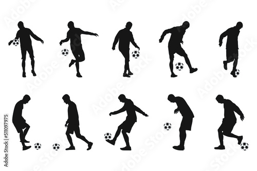 Set of football, soccer players, Football, soccer, players silhouette