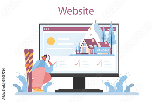 Tour agent online service or platform. Vacation organization agency