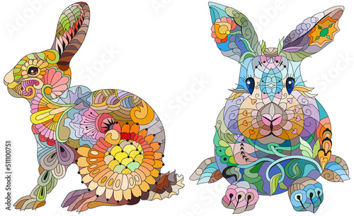 Set of images of rabbits for decoration