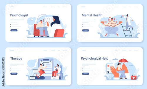 Psychologist web banner or landing page set. Mental health diagnostic.