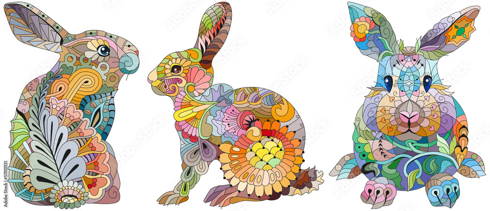 Obraz premium Set of images of rabbits for decoration