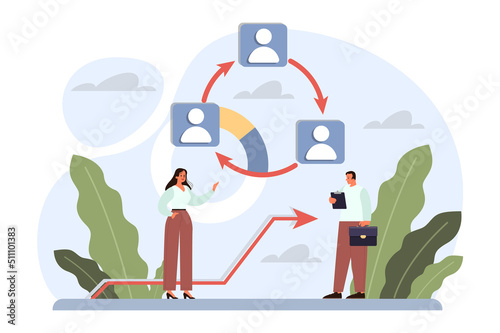 Employee adaptation concept. Company newcomers adaptation, new team