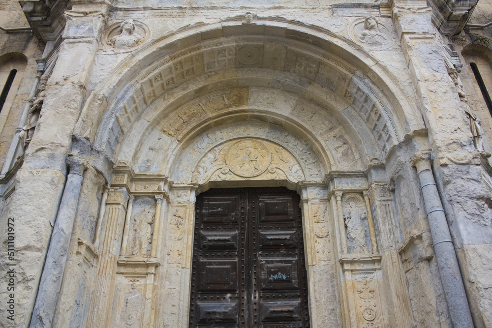 Fragment of Old Cathedral of Sé Velha in Coimbra