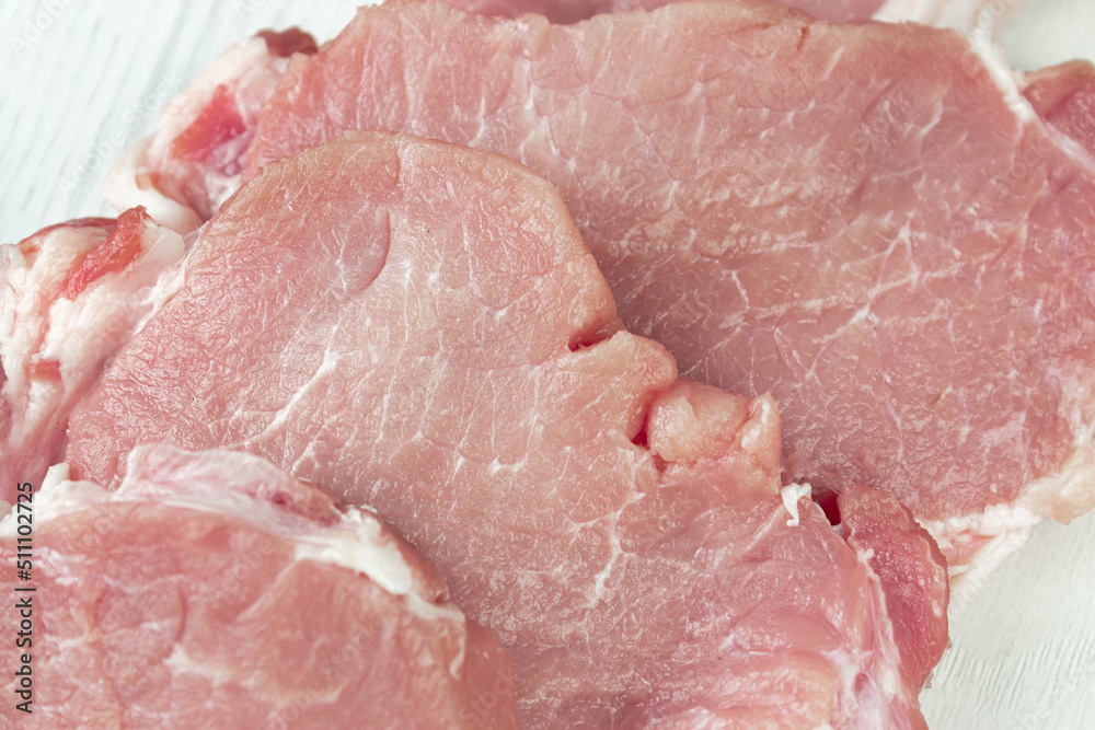 Raw beef meat steaks on white background, close up. Fillet steak beef meat. Raw beef meat steaks on white background, close up. Fillet steak beef meat.