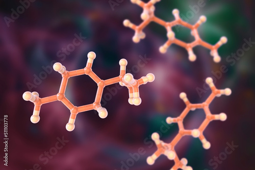 Schilderij op canvas Gamma-terpinene molecule, 3D illustration