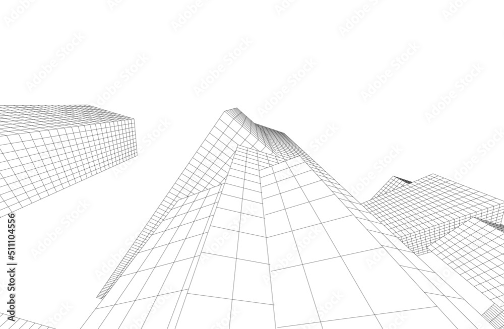 Modern architecture 3d drawing