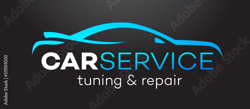 Car service vector logo isolated on black background for auto tuning, detailing, repair, tuning, car washing, shop isolated on white background. Stamps, banners and design elements for you business