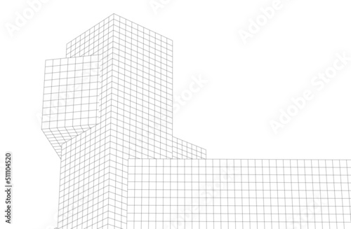 Modern architecture 3d drawing