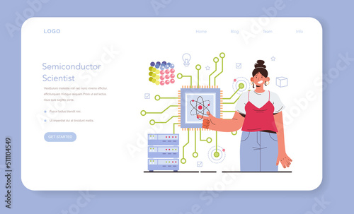 Quantum computer developing web banner or landing page.