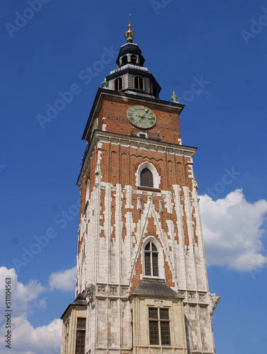 the high tower of historical Town Hall in Krakow's center