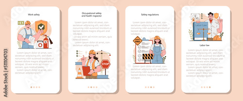OSHA mobile application banner set. Occupational safety and health